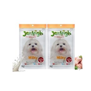JerHigh Chicken All Life Stages Dog Treats, Free from by-Products & Gluten, Spinach (Stick, 2X 70g) - Sold by DogsNCats